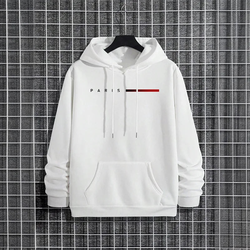 Trendy Mens Hooded Sweatshirt 2025 Urban Street Style Paris Hip Hop Fashion Hoodie Male Casual Cool Outerwear Autumn Winter Coat