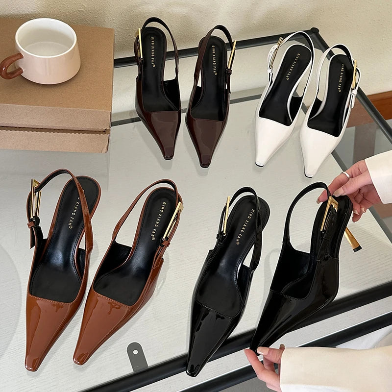 Women Shoes Pumps Sandals Spring Fashion Pointed Toe Slingbacks Female Footwear Summer Ladies Shallow Shoes High Heels