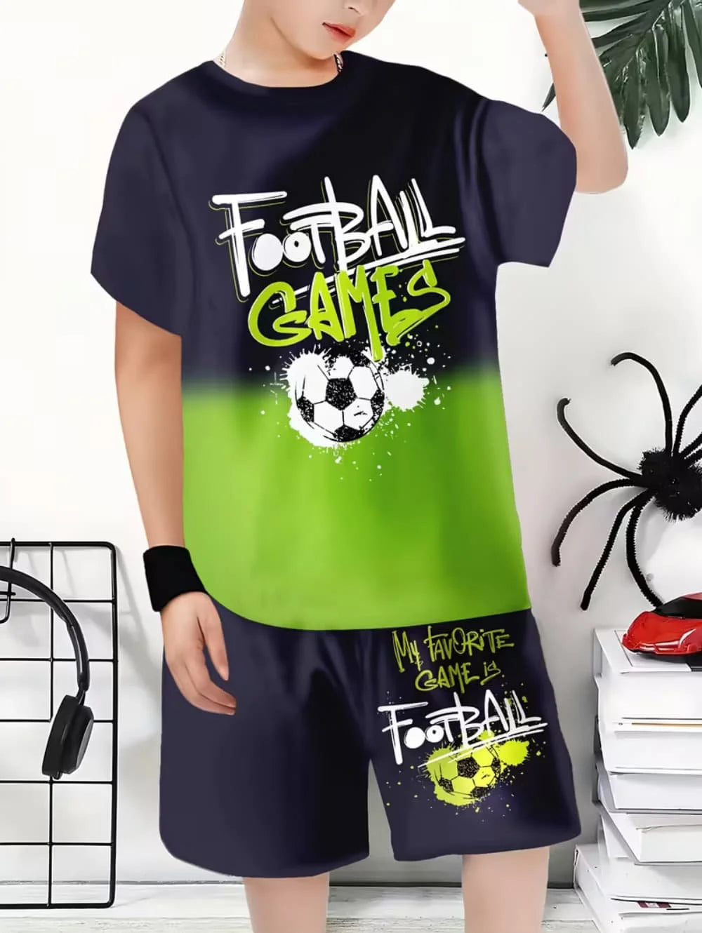 2026 Summer Children's Sports Set Football 3D Print Soccer Jersey Sets for Children Quick-Dry T-Shirt Shorts Children's Clothing