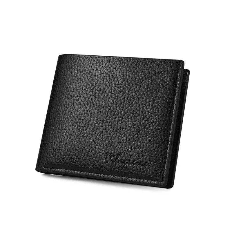 Men Short Purse Lychee Print English Casual Style Zipper Credit Card Wallet