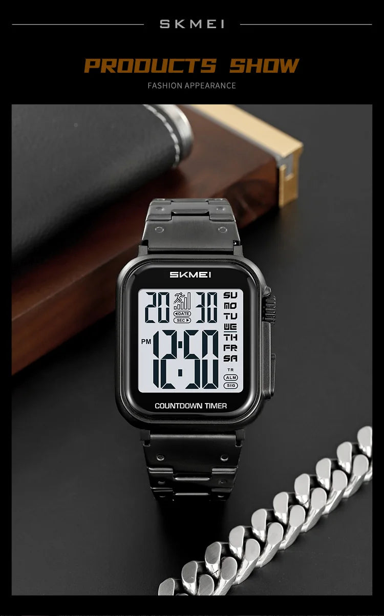 SKMEI 2447 Brand Fashion Men's Electronic Watch Calendar Alarm Clock Luminous Countdown Digital Watches for Man reloj hombre