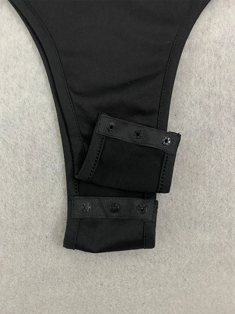 Summer Women's Sexy Spicy Girl Style Metal Eye Decoration Slim Fit Sleeveless Square Neck Vest Slim Fit Punk Jumpsuit Ins Style