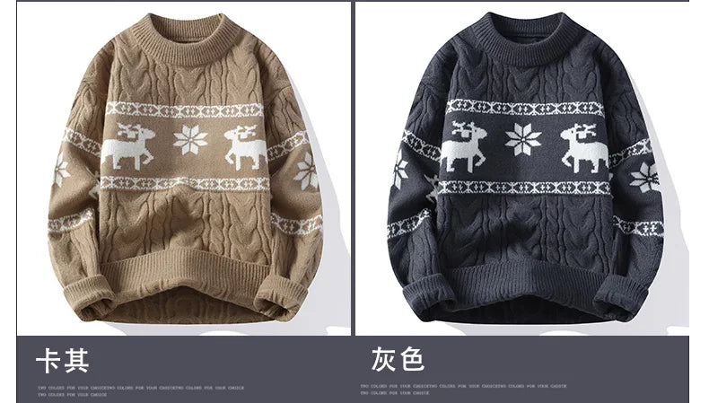 2024 Winter sweater new High End Luxury Cashmere Sweater Men Thick Warm Mens Sweaters With Deer Korean Harajuku Christmas Jumper