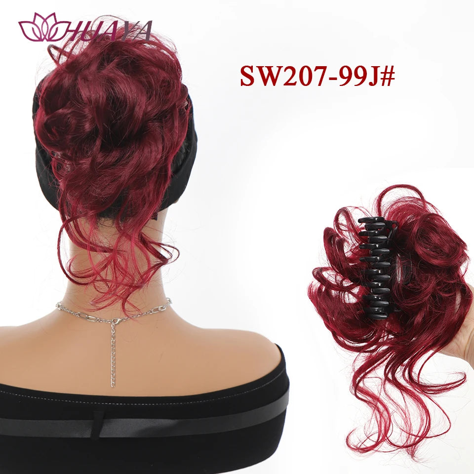 Synthetic Hair Bun Chignon for Women Messy Bun Hair Piece Tousled Updo Hair Extensions With Claw Clip Curly Hairpins Black Brown