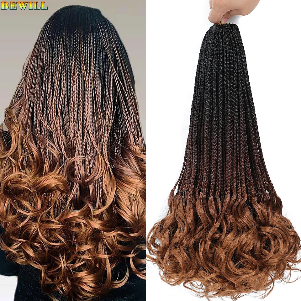 14 18 24 Inch French Curl Crochet Braids Boho Goddess French Curl Box Braids Crochet Hair Synthetic French Curly Braiding Hair