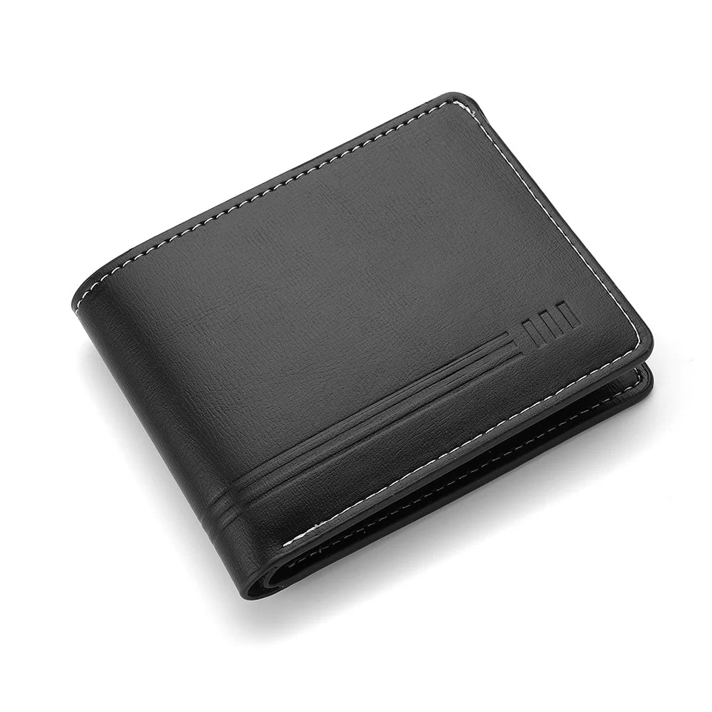 Men's Business Retro Short Wallet PU Leather Zipper Coin Purse Multi-Slot Multi-Functional Men's Wallet
