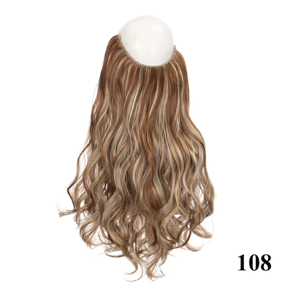 Fish line hair extension piece length (40cm 50cm 60cm) straight hair curly hair daily wear suitable for all women