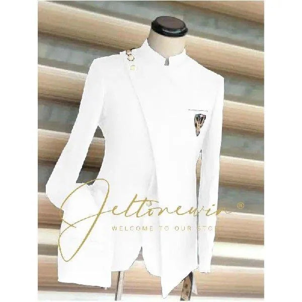 Men Blazer Suits 2 Piece Set Party Coat Straight Pants Ensemble Stand Collar Buttons Trousers Suit Jacket Outfits Autumn 2025