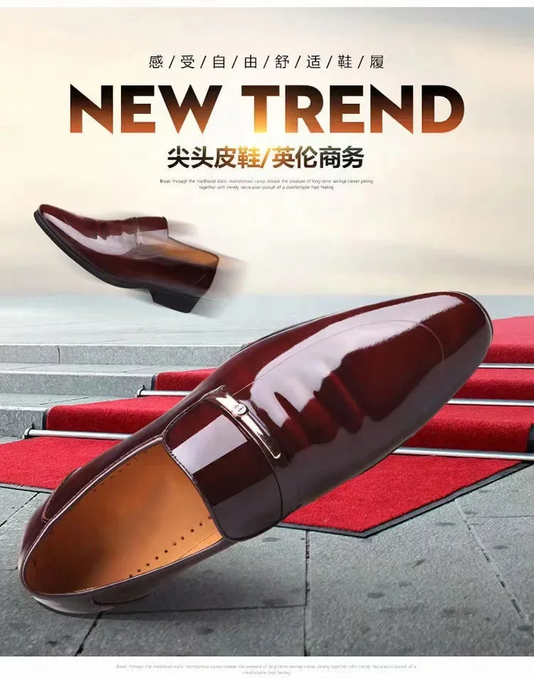 Luxury Business Oxford Leather Shoes Men's Breathable Patent Leather Formal Shoes Plus Size Mans Office Wedding Flats Male Black