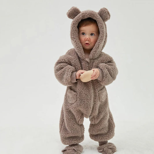 Baby Rompers Newborn Baby Boys Fleece Cotton Jumpsuit For Baby Girls Hooded Romper Infant Christmas Costumes 0-18M