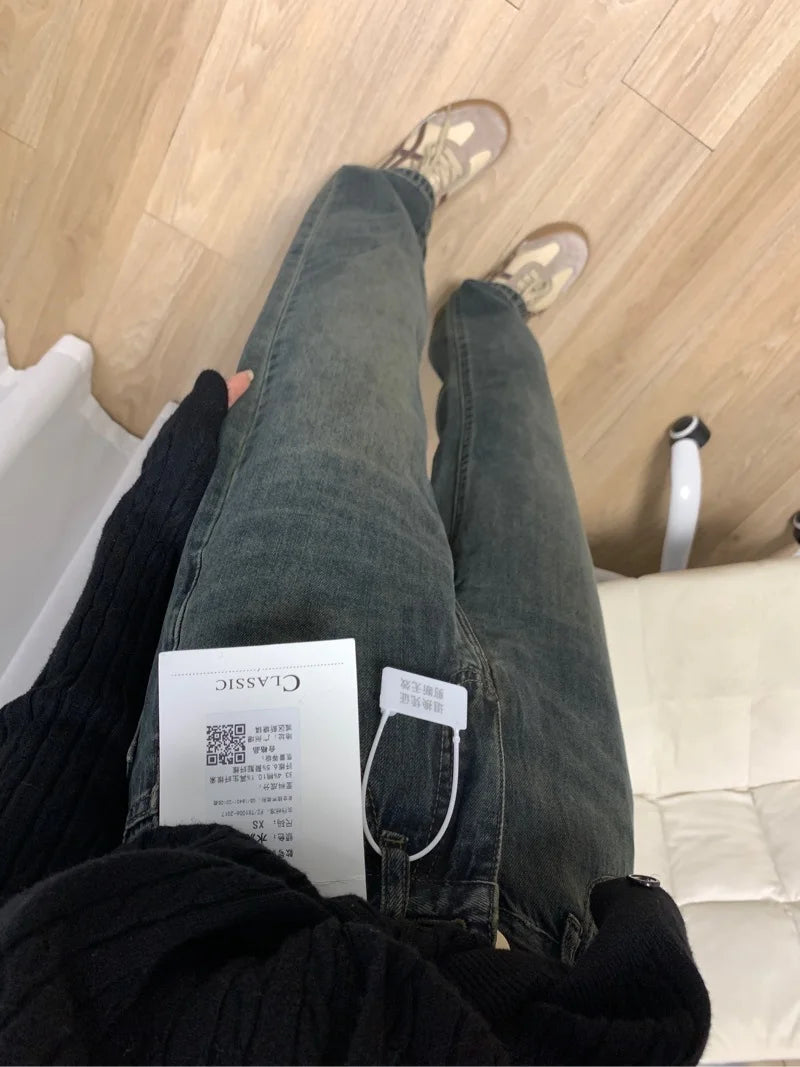 High Waist Straight Leg Wide Leg Jeans Women's Early Spring New plus Size Loose Long Pants Casual Sle Zipper ket Denim