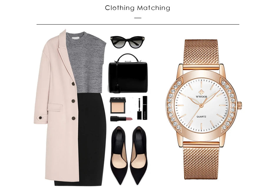 Diamond Watch For WWOOR Women Dress Simple Clock Ladies Quartz Bracelet Wristwatch Elegant Watches Gift For Women Reloj Hombre