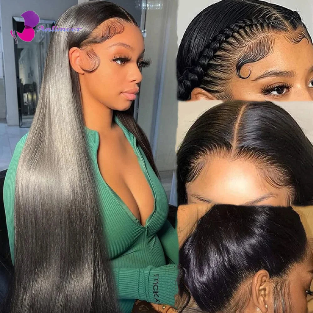 Glueless Silky Straight Human Hair Jet Black Deep Part 13x4 Silk Top Lace Front Wigs Pre Plucked 13x6/360/Full Lace Wigs