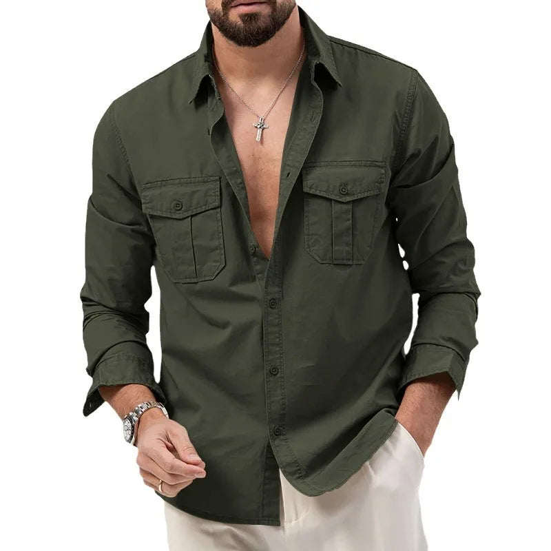 Men's Fashionable Coat - Spring/Autumn Season - Slim Fit Style - Retro Design - Casual Button-Up Coat - Long-Sleeved Outerwear