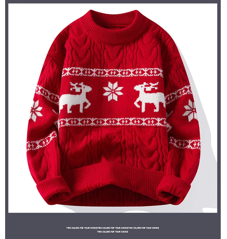 2024 Winter sweater new High End Luxury Cashmere Sweater Men Thick Warm Mens Sweaters With Deer Korean Harajuku Christmas Jumper