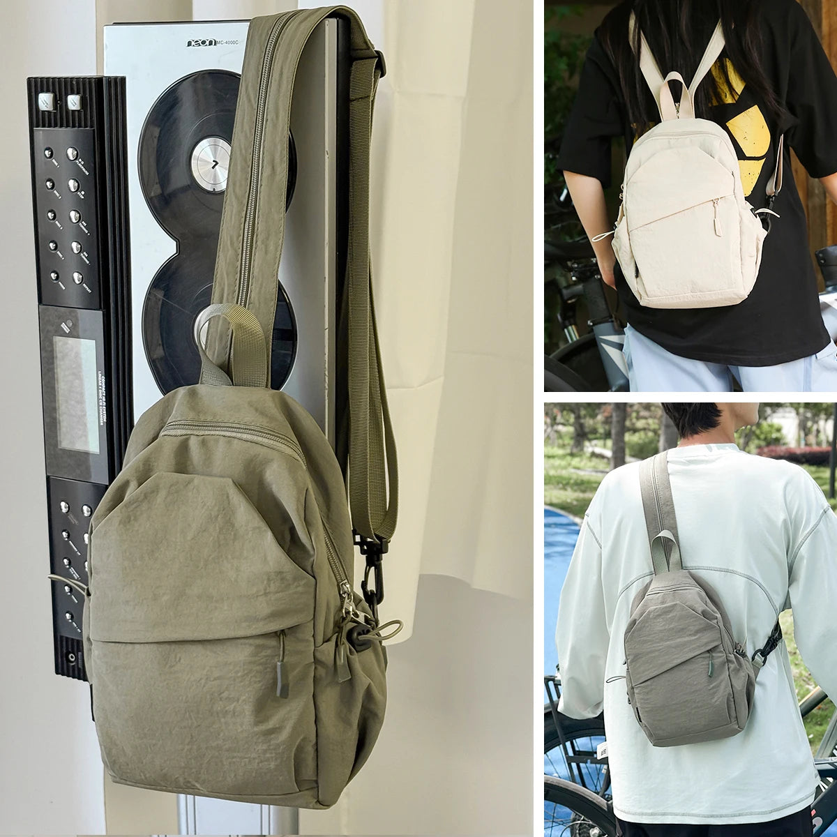 Men's Chest Bag, Fashionable Chest Messenger Bag, Niche Waist Bag, Large-Capacity Casual Commuter Shoulder Bag, Mountain Climbing