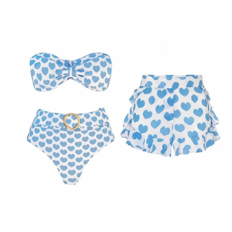 Two-Piece Swimsuit with Skirt Sexy Bikini Set with Cover-U One-Piece Swimwear Women’s Beachwear Vacation Outfit Swim Dress