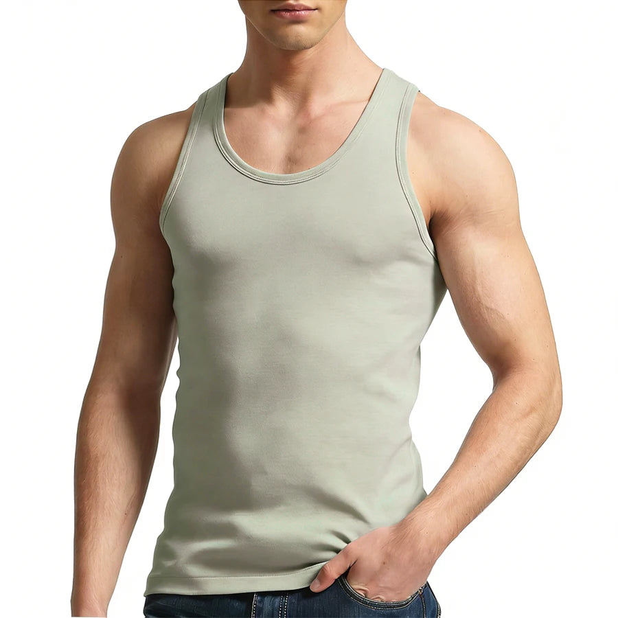 Tank Tops Men Fitness Cool Summer 100% Cotton Vest Male Sleeveless Tops Gym Slim Casual Undershirt Mens Gift 10 Colors 1PCS