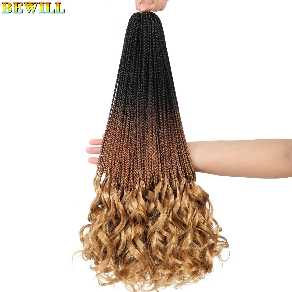 14 18 24 Inch French Curl Crochet Braids Boho Goddess French Curl Box Braids Crochet Hair Synthetic French Curly Braiding Hair
