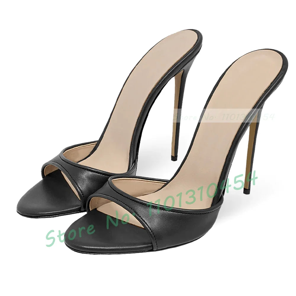 Snake Print Round Open Toe Slippers Women Casual Solid Outdoor Stiletto High Heels Shoes Female Customize Elegant Dress Slides