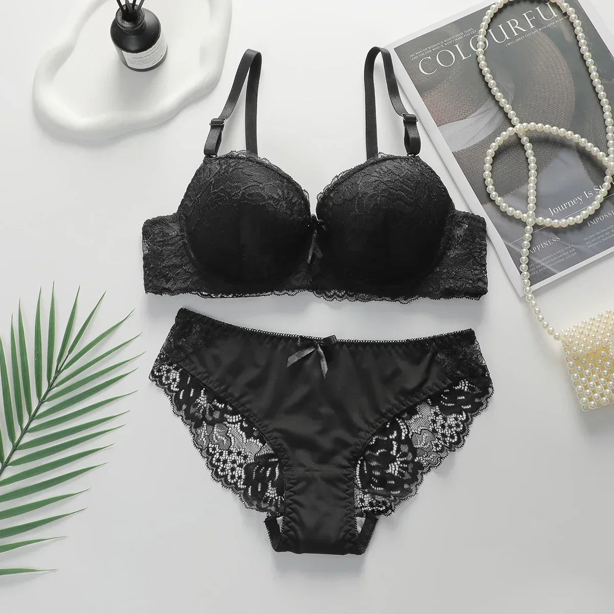 2-piece Sexy Multi-color Lingerie Set For Women's Gathering Push Up Underwear For Women's Flower Underwear
