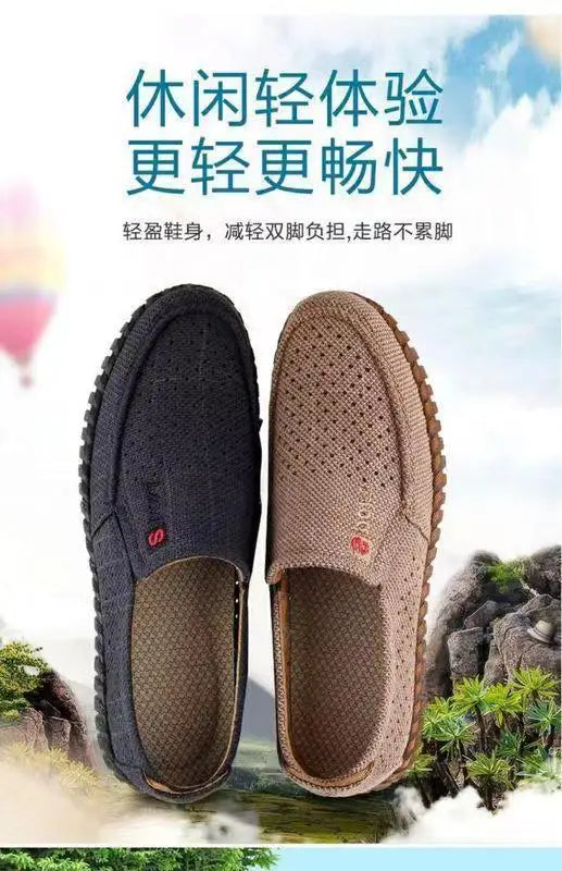Men's Mesh Shoes Summer Hollow Out Breathable Casual Shoes Large Size Oxfords Bottom Work Shoes Soft Comfort  Flats Male Sneaker