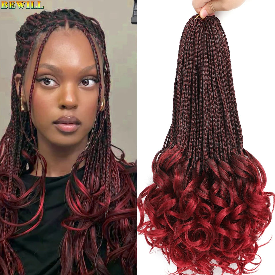 14 18 24 Inch French Curl Crochet Braids Boho Goddess French Curl Box Braids Crochet Hair Synthetic French Curly Braiding Hair