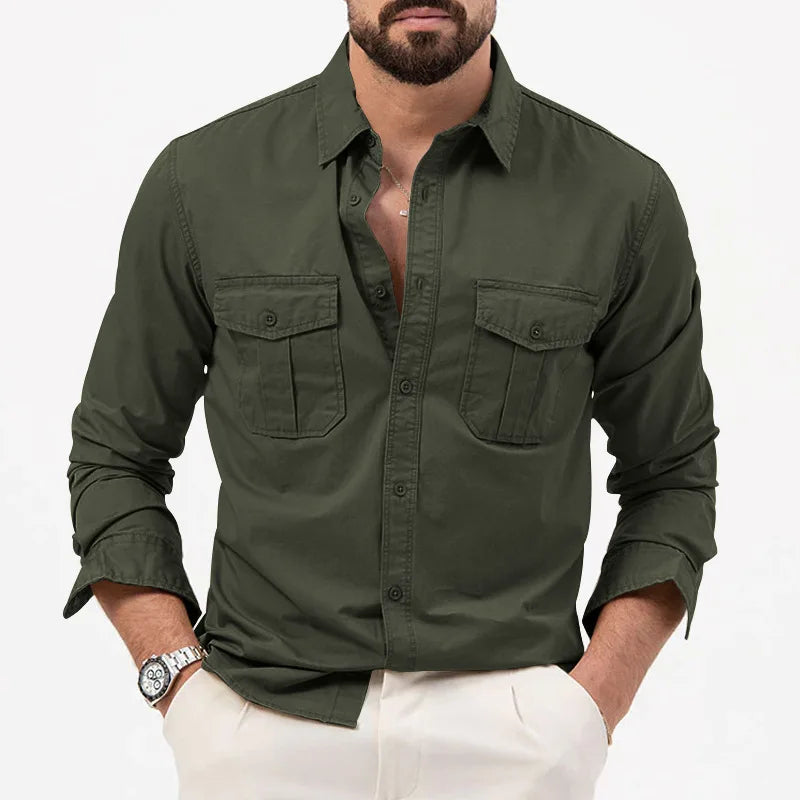 Men's Fashionable Coat - Spring/Autumn Season - Slim Fit Style - Retro Design - Casual Button-Up Coat - Long-Sleeved Outerwear