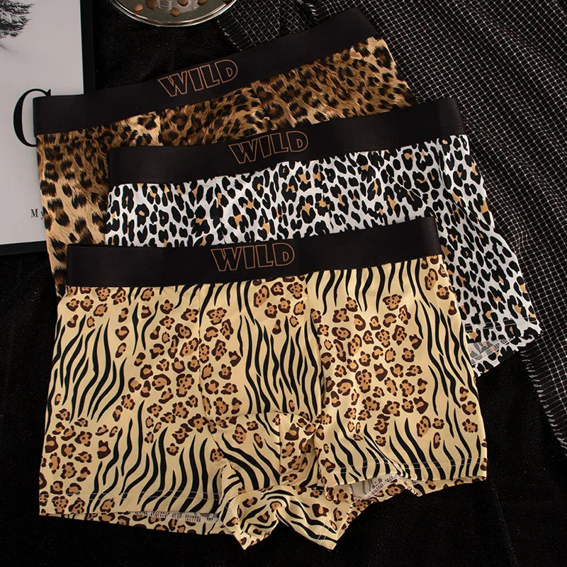 EXILIENS New Leopard 1pcs/3pcs Boxer Men Underwear Hot Underpant Mens Boxers Masculinas BoxerShorts Man Panties Size L-3XL KX735