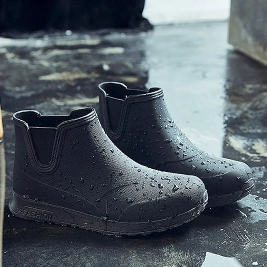 New Fashion Men's Rain Boots Rubber Boots Platform Ankle Boots 2025 Summer Slip on Couples Booties Men Work Shoes Botines Mujer