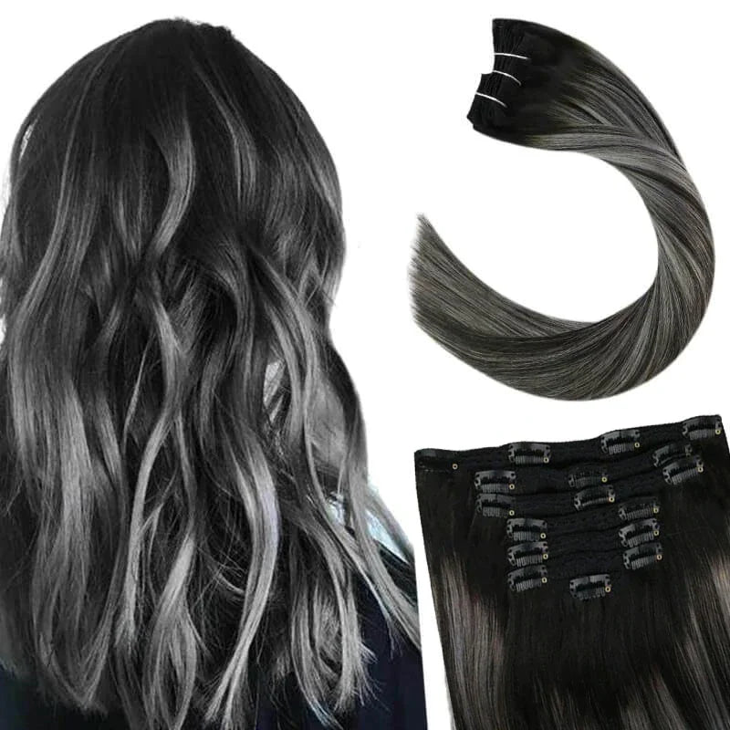 Ugeat Clip In Human Hair Extensions Blonde Color Seamless Invisible Full Head Balayage Soft Remy Hair Extensions For Salon