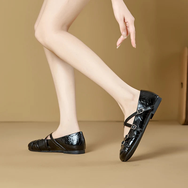 2026 New Women's Mary Jane Shoes Stylish Cross-Strap Flat Shoes Women Comfortable Ballet Frail Shoes for Spring and Autumn