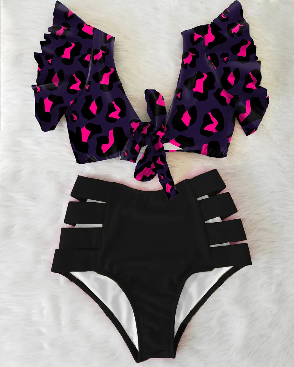 High Waist Ruffled Sexy Bikini Set 2025 Flounce Biquini Swimwear Women Two Pieces Swimsuit Floral Beachwear V-Neck Bathing Suit