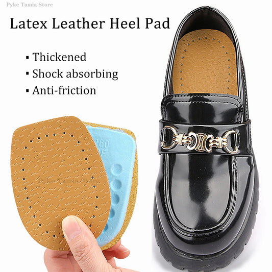 Latex Leather Heel Insoles Pads Thickened Shock-absorbing Foot Soft Cushion Shoes Care Inserts Heel Support Half-size Insoles
