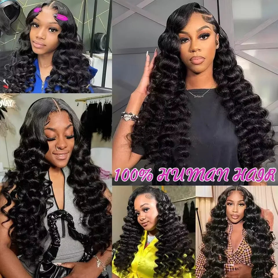 32" Deep Wave 100% Human Hair Bundle With Closure Fontal HD Transparent Curly 3 Bundles Human Hair Weavings And Closure Vietname