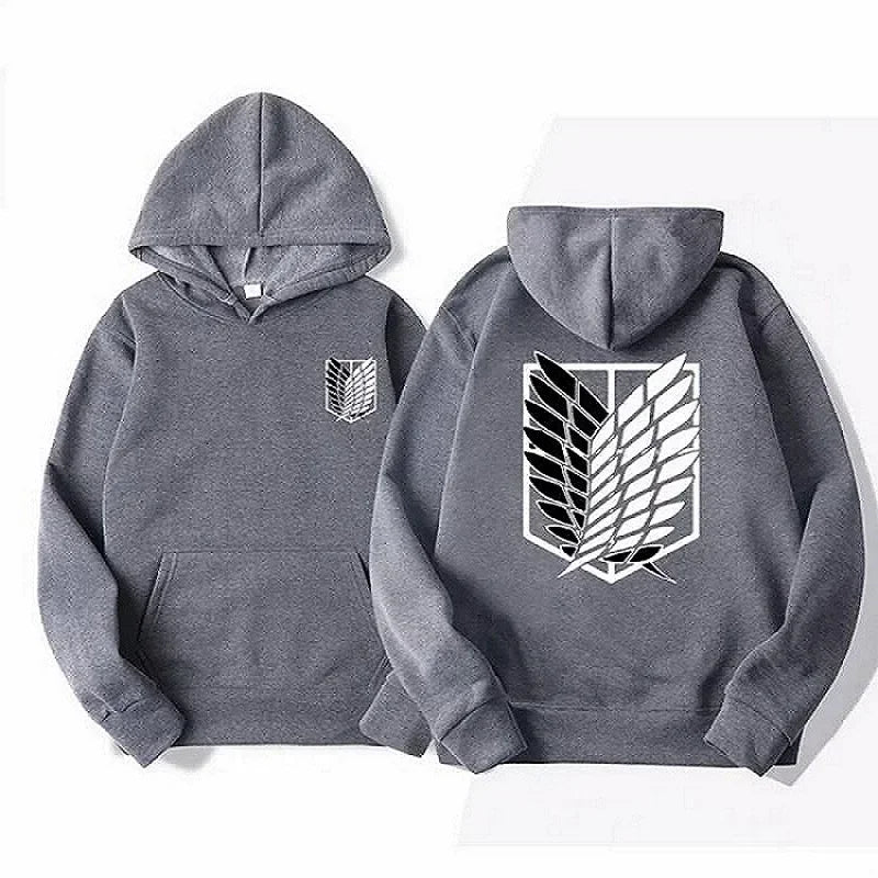 Anime Attack on Titan Printed Men's Hoodie Street Fashion Adult Men and Women Warm Pullover Sweatshirt Harajuku Clothes