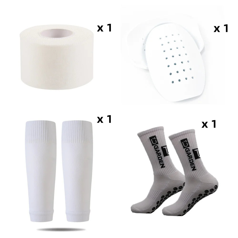 4-Piece Unisex Sports Set - Performance Socks, Leg Sleeves & Non-Slip Football Tights for Soccer, Hiking, Gym Training, Cycling