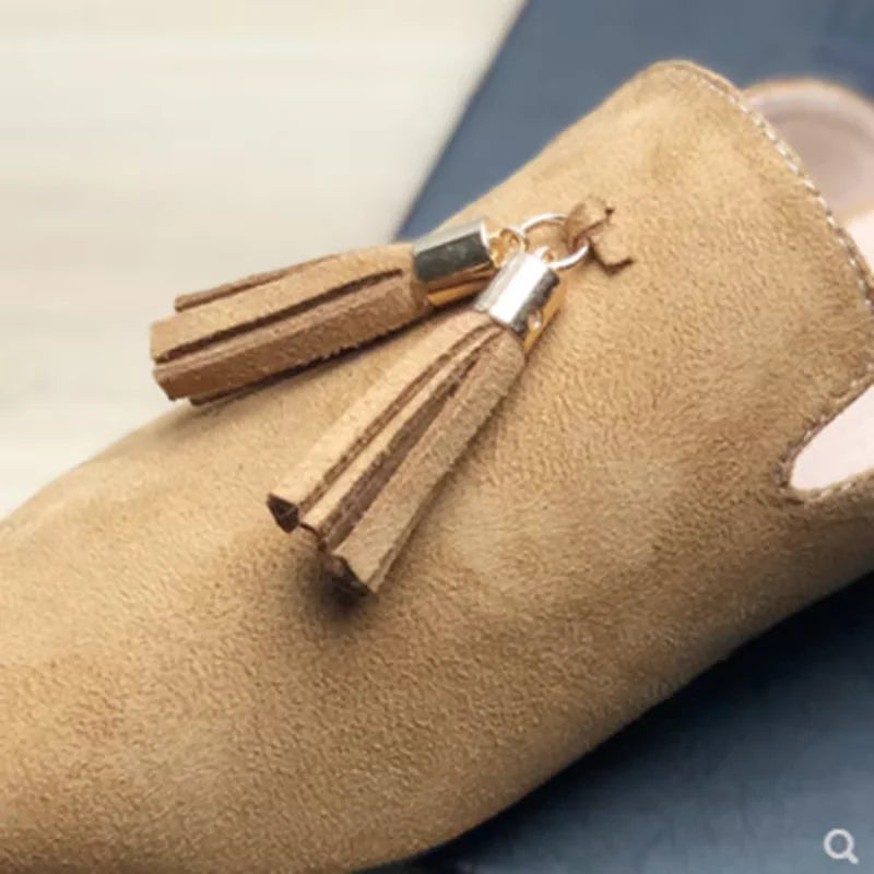 Women Metal Fringe Slippers Flock Shoes Front Closed Toe Khaki Purple Slide For Small And Wide Feet 44-33 22cm Comfortable Tacon