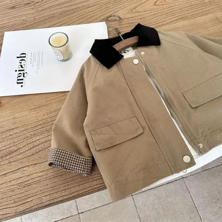 Kids Windbreaker New 2026 Spring Autumn Fashion Korean Casual Baggy Simple Style