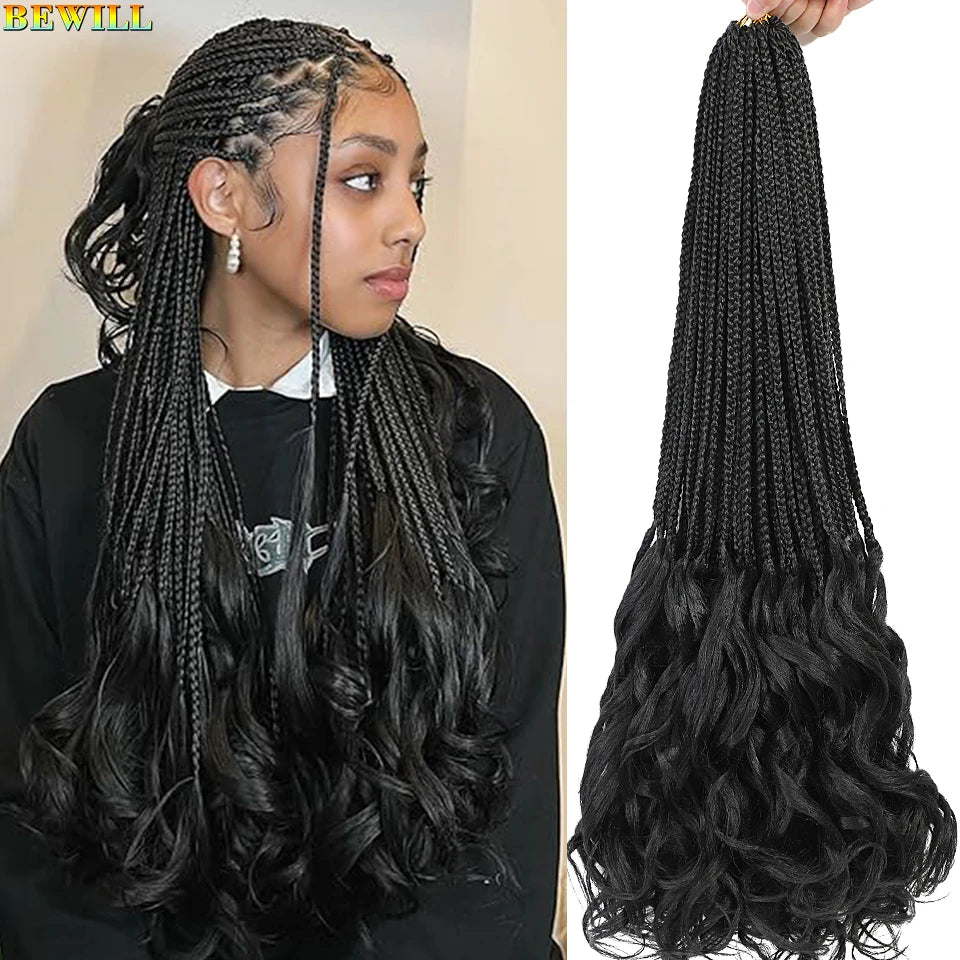 14 18 24 Inch French Curl Crochet Braids Boho Goddess French Curl Box Braids Crochet Hair Synthetic French Curly Braiding Hair