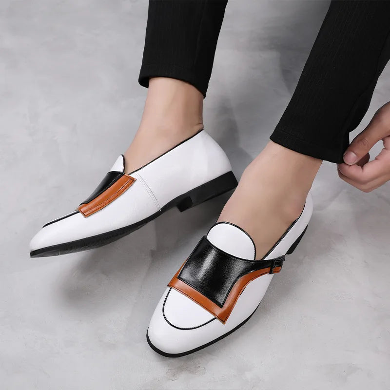 Luxury Designer New Monk Strap Blue and White Oxford Shoes For Men's Formal Wedding Prom Dress Homecoming Sapatos Tenis Masculin