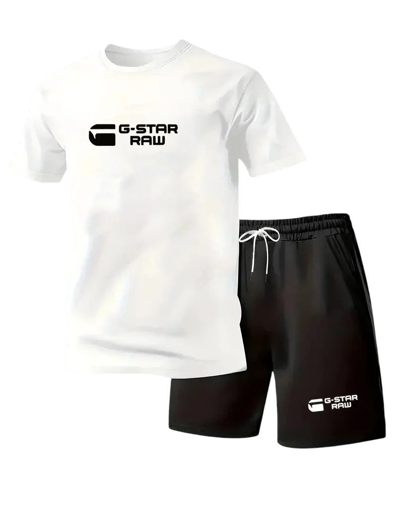 New Men's Sportswear Short Sleeved T-shirt and Sports Shorts Summer Casual Jogging Pants Set Men's Two-piece Set