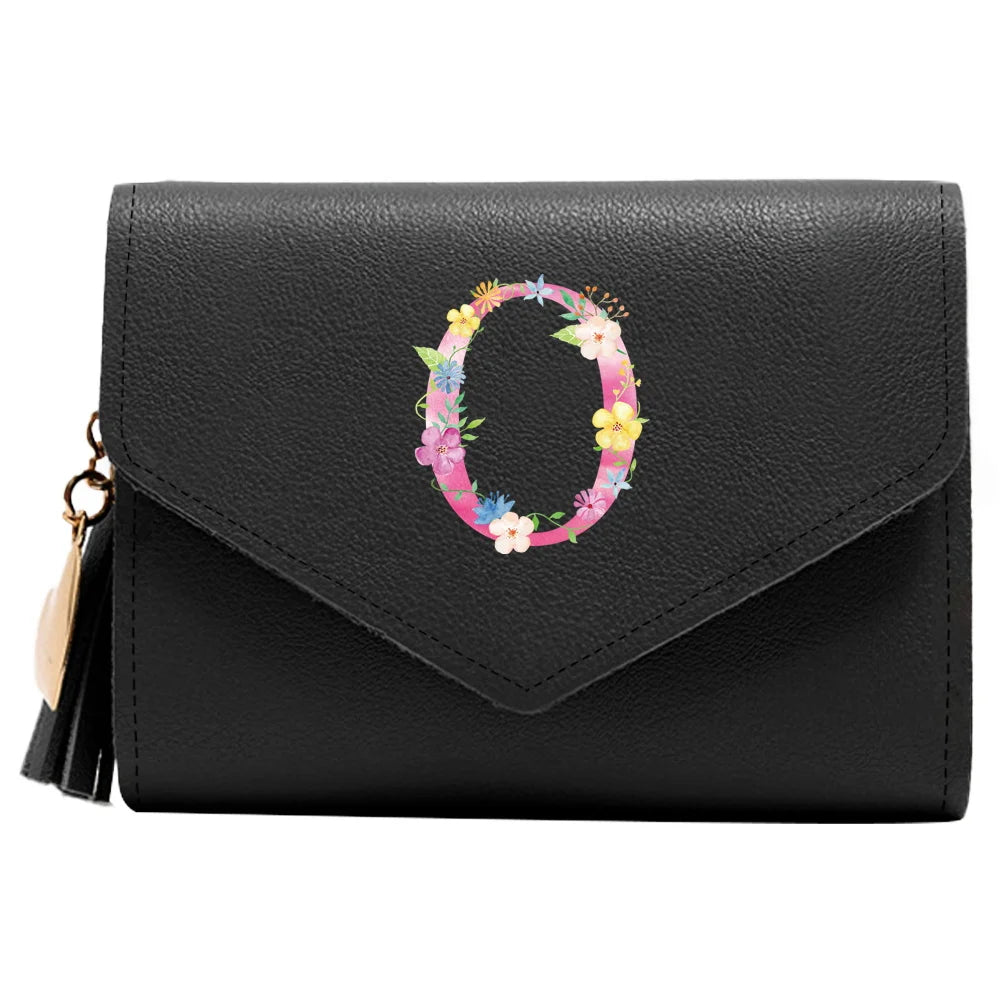 Purse Female Mini Wallet Cute Purse Pink Letter Pattern Slim Wallet RFID Blocking Credit Card Holder Coin Pocket ID Window