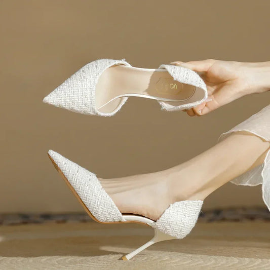 Women's Fashion High Heels Autumn New Thin Heel Pointed Temperament Simple Hollow Temperament Single Shoes