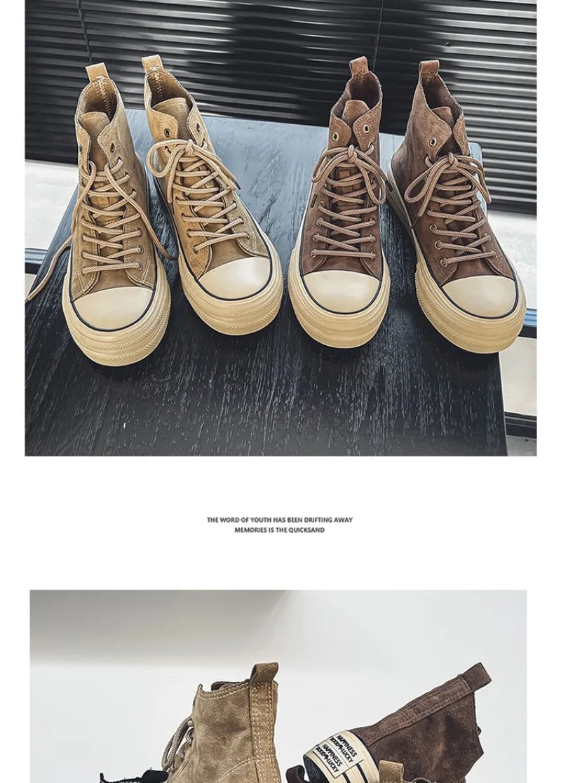 Couple Sneakers Classics Denim Canvas Shoes Fashion High Top Casual Shoes Platform Vulcanized Shoes for Men Lace Up Ankle Boots