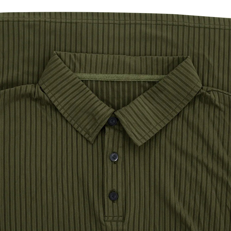 Cross-border autumn men's classic casual American lapel button-up long-sleeved T-shirt elastic pit strip polo shirt