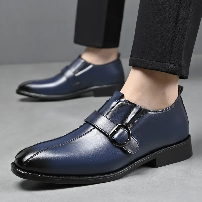 Designer Big Size 38-47 Men Dress Shoes Fashion Solid Color Wedding Shoes Male Spring Autumn Buckle Designer Man Leather Shoe