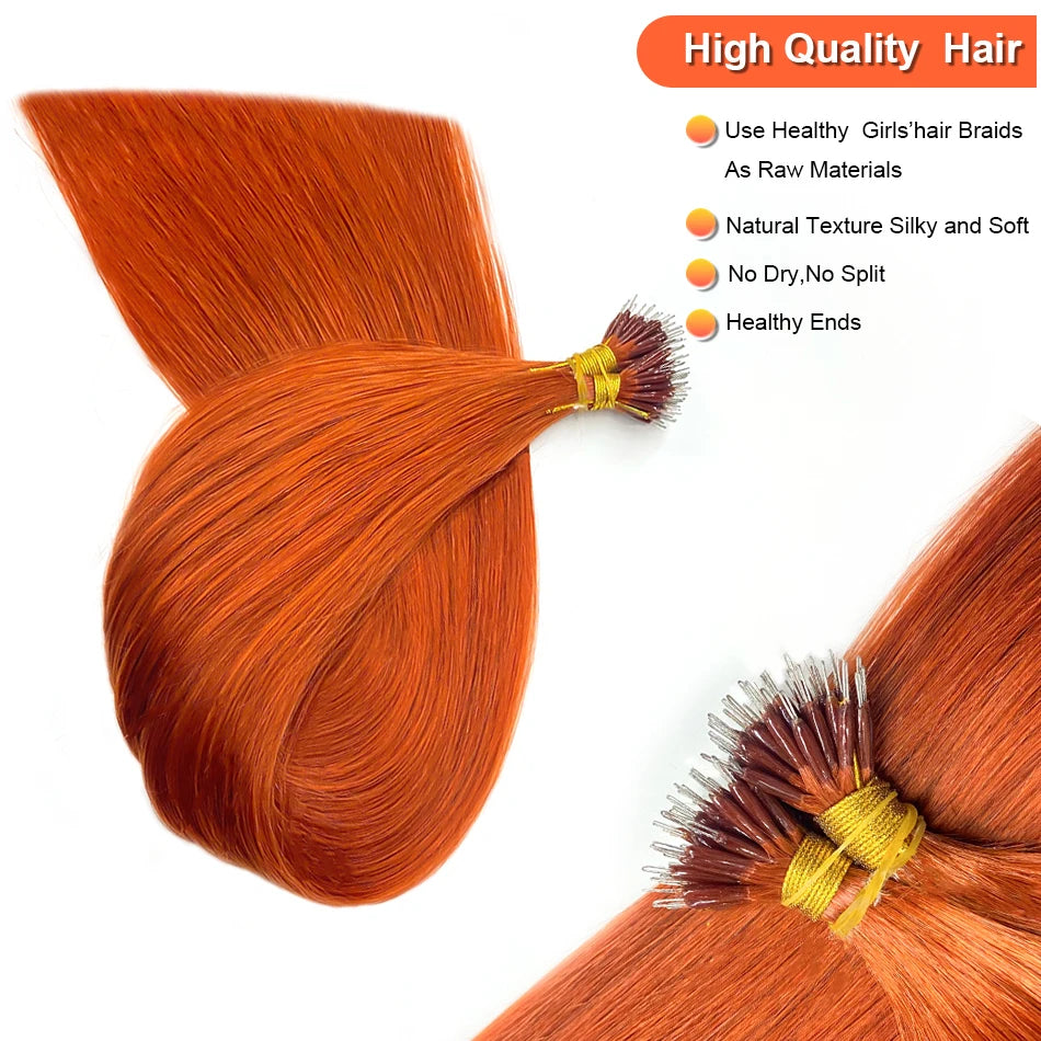 nano rings hair extension real human hair Invisible Mini Silicone Beads Black Brown Blonde Microlink 100% human Hair Extensions