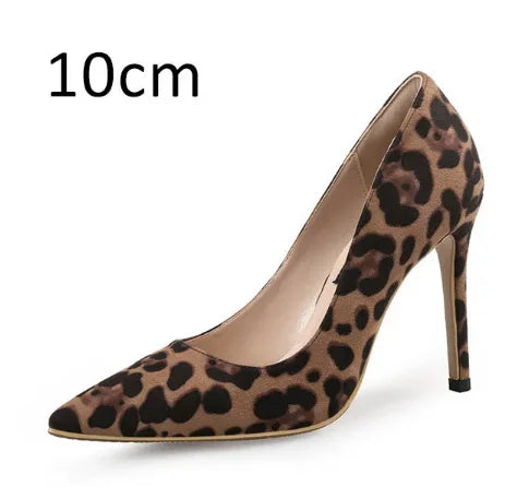 Autumn Sexy Leopard Print Women's Shoes High Heels 6-10CM Elegant Office High Heels Women's Sandals Pointed Luxury Single Shoes
