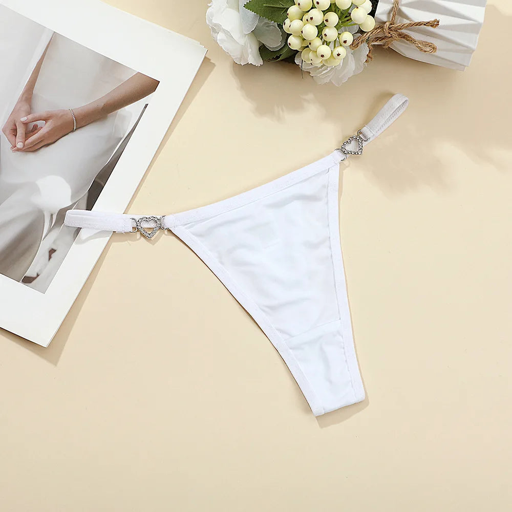 New Women Sexy Thongs Fashion Low Rise Ladies G-string Heart Decoration Sexy Intimate Lingerie T-Back New Cotton Crotch Panties